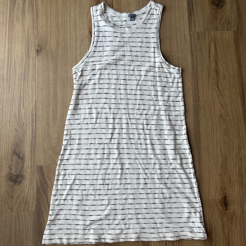 Aerie Womens White Black Striped Sleeveless Cotton Mini Dress Size M Racerback
